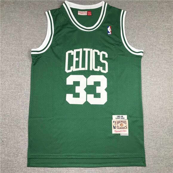 Mens Larry Bird Green Stitched Jersey